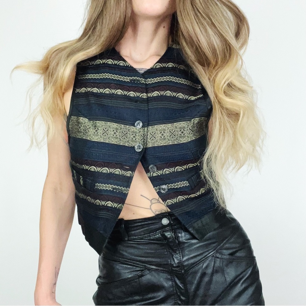 Vintage Brocade Vest | Size XS - Picture 3 of 12